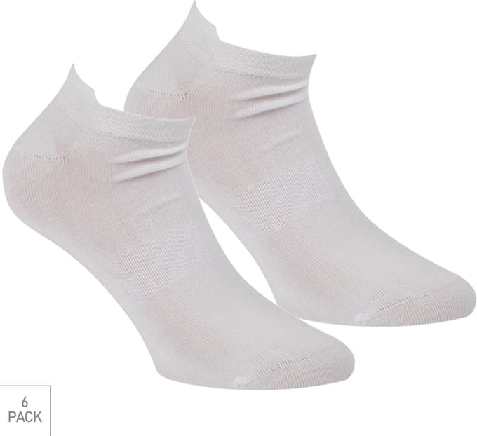 Boru Bamboo - 6-Pack - Sneakersokken met Lipje - Bamboe - Naadloos - Heren / Dames - wit - 41-46 - 2333