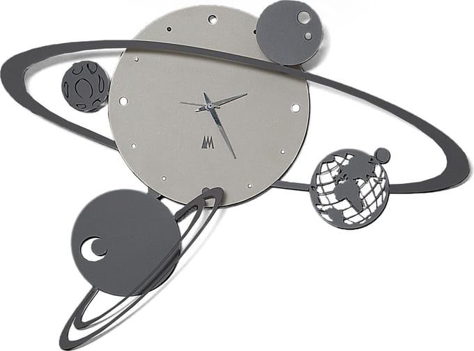 Arti e Mestieri - klok - heelal met diverse planeten - aarde - 50 cm lang - Italiaans design - handwerk - ijzer