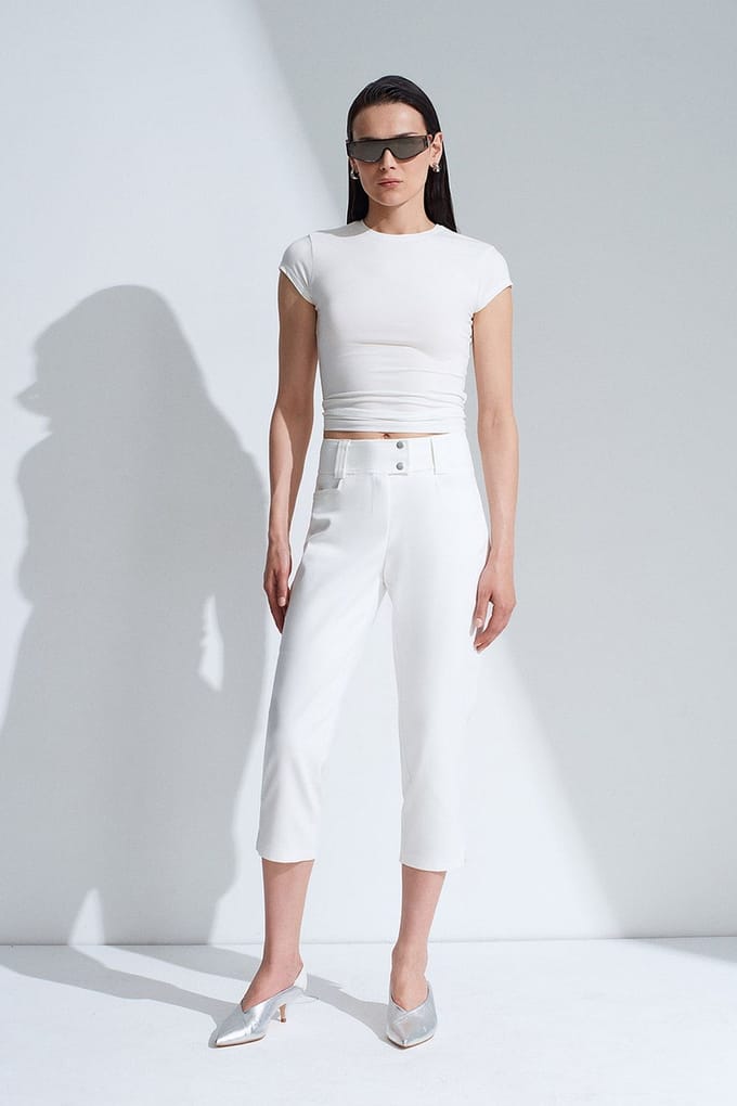 Dames Hoge Taille Wijde Capri Broek