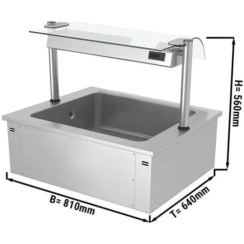 GGM Gastro Einbau Eiswanne - 800mm - 2x GN 1/1 - 90 Liter - mit Glas-Hustenschutz Zilver