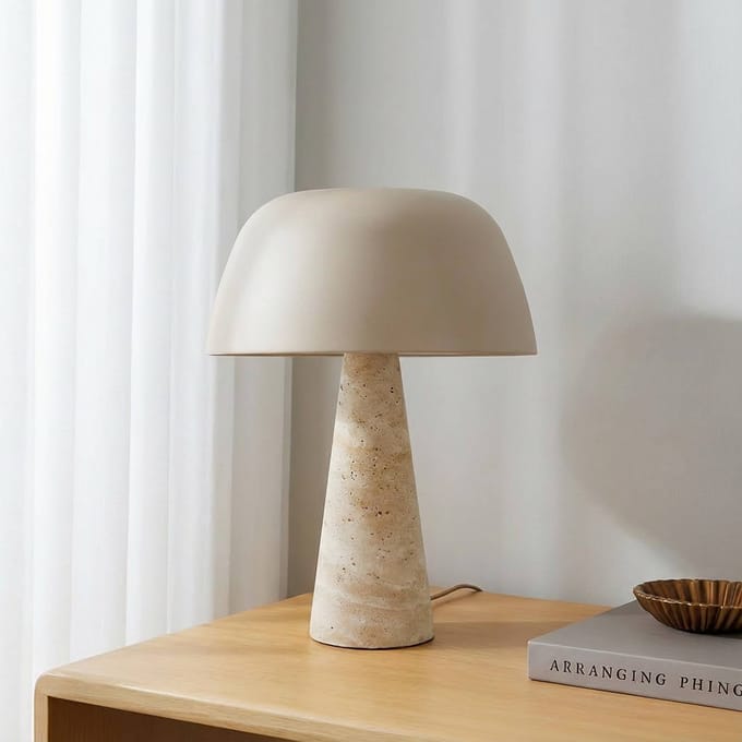 Lindby - Tafellamp - 1licht - IJzer, grotsteen - H: 41 cm - E27 - beige