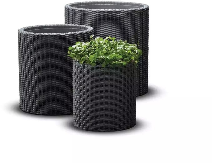 Keter Cylinder Planter Set - Bloempot - Ronde Vorm - Weerbestendig