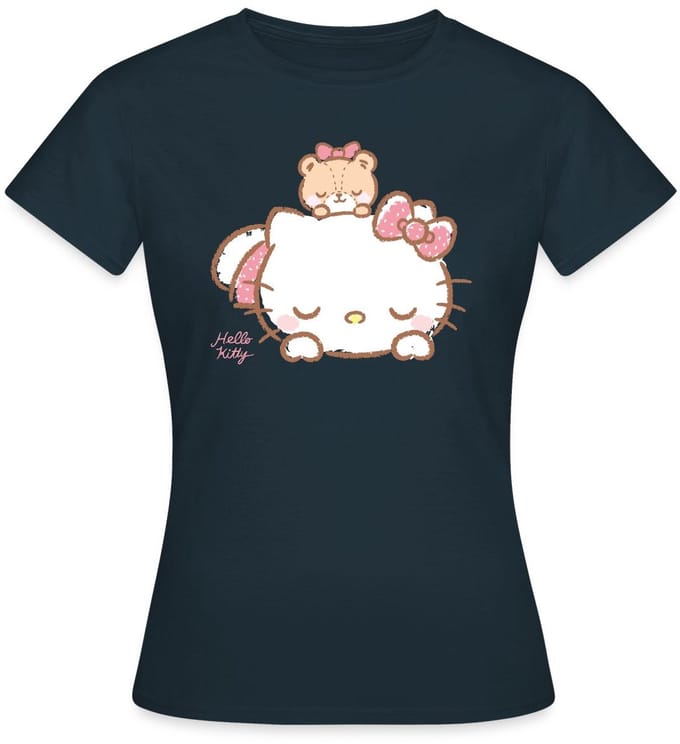Hello Kitty Met Teddy Op Haar Rug T-Shirt Dames
