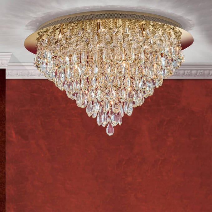 ORION Celeste plafondlamp met K9 kristallen, Ø75cm, goud