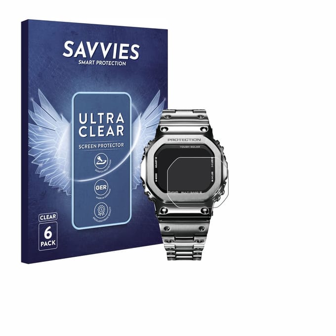 Savvies - Screenprotector voor Casio G-Shock GMW-B5000D-1ER - Folie Beschermfolie transparant 6 Stuks