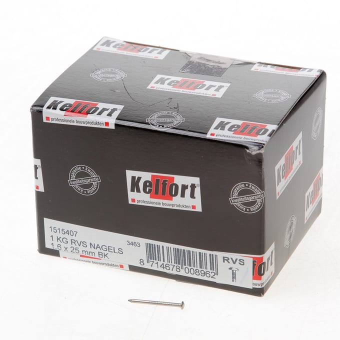 Kelfort draadnagel bombe kop RVS 1.6 x 25mm 1kg