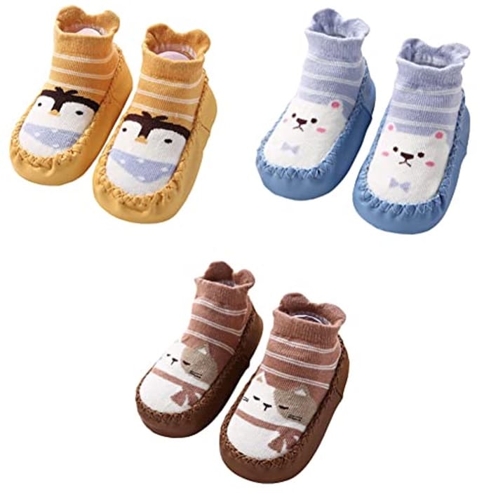 Antislip baby kruipschoenen - 3 paar eerste schoentjes en slofjes