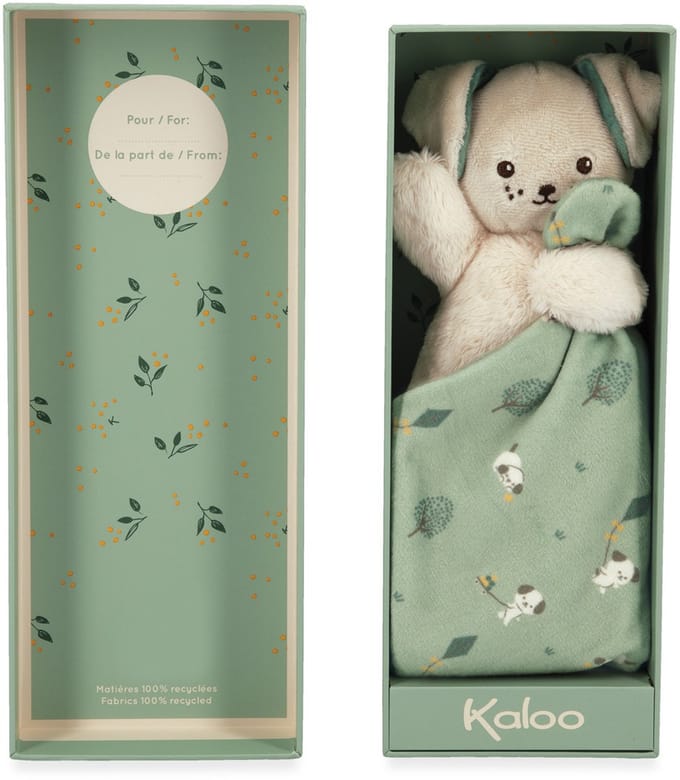 Kaloo - Carre Douceur - Knuffeldoekje - Hond - Groen