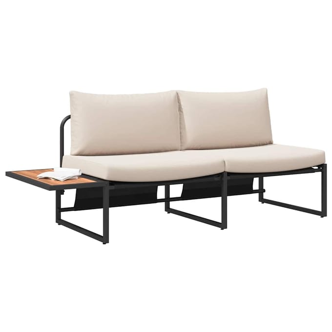 vidaXL - Tuin - Sofa - 2-Aantal - zitplaatsen - Taupe - Staal