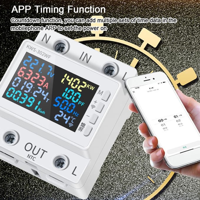 8in1 Power Meter Kleurenscherm 2P Multifunctionele AC Energiemeter 170270V63A Spanning en Stroom KWS-302