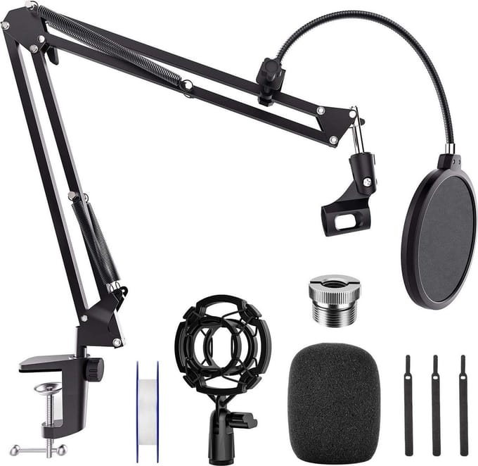 NÖRDIC MFK-003 Microfoonstatief voor tafel, Blue Yeti, Blue Snowball, 5/8 inch adapter, Zwart