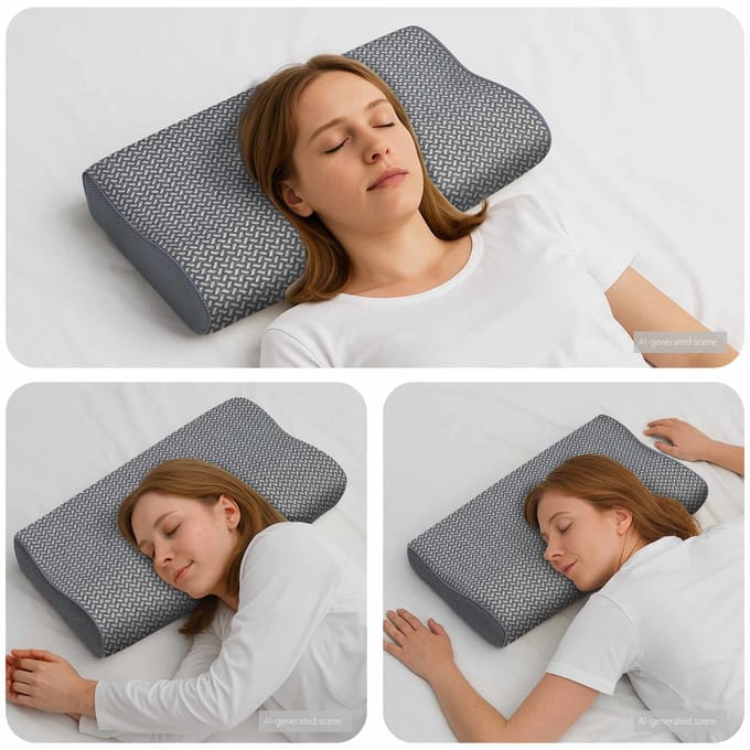 vidaXL - Nek - kussen - Grijs - Traagschuim - 59 - x - 34 - x - 12 - cm