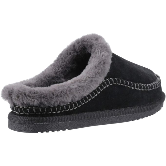 Hush Puppies Anika Suède Dames Zwarte Slippers