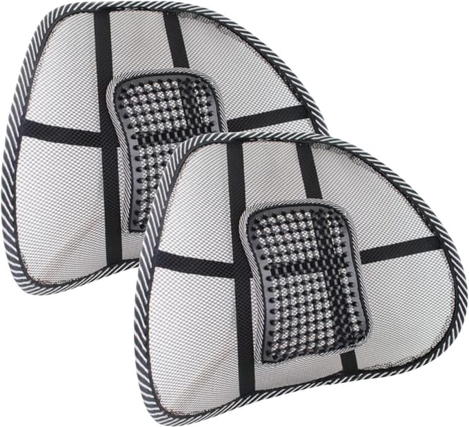 Malatec Rugsteun stoel - 2x - zwart - mesh - B40 x H39 cm - bureaustoel/autostoel