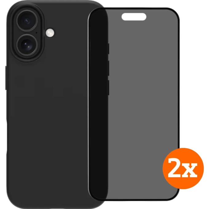 BlueBuilt Back Cover iPhone 17 Zwart + Privacy Filter Screenprotector Duo Pack