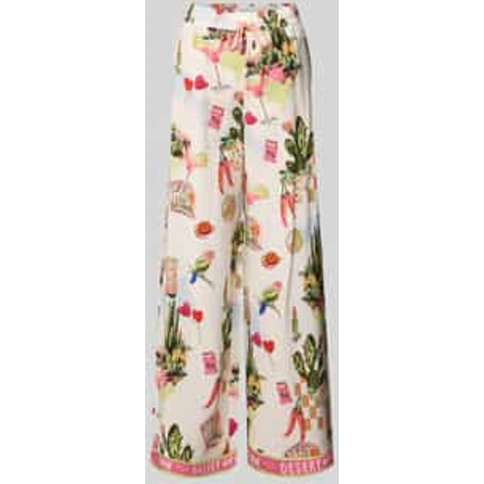 wide fit stoffen broek van viscosemix met all-over motiefprint