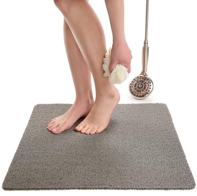 Vierkante antislip douchemat voor veilige badervaring - 24 x 24 cm grijs