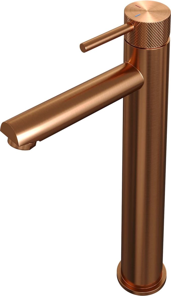 Brauer Copper carving Wastafelmengkraan opbouw - hoog - model a - PVD - geborsteld koper