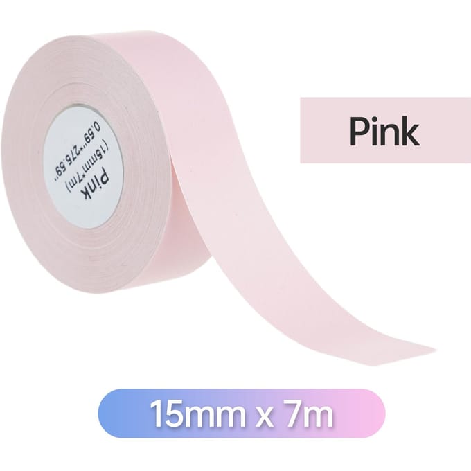 Étiquette thermique en papier continu, ruban adhésif en rouleau, autocollant, code-barres, prix, taille, nom rose