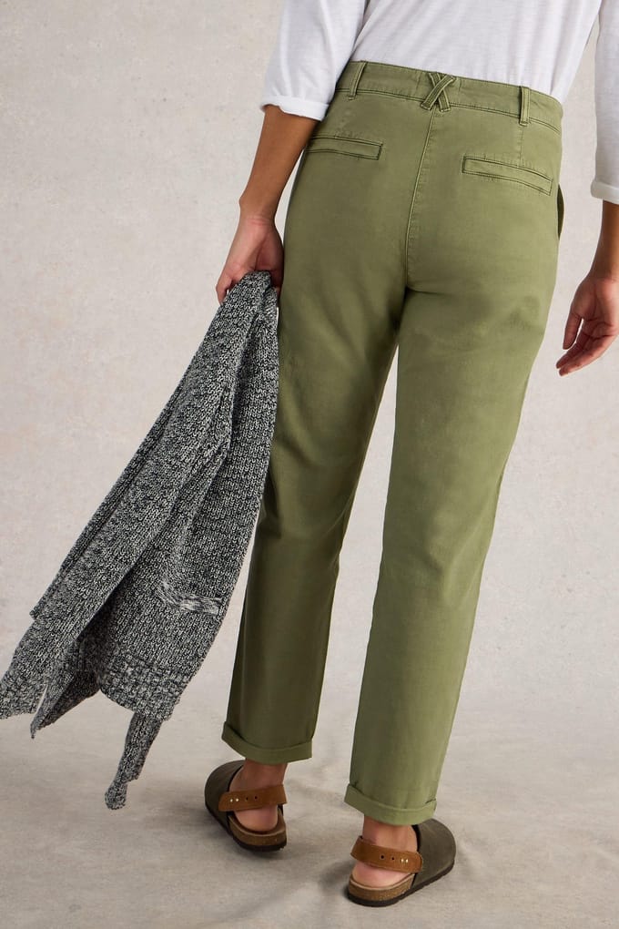 White Stuff Twister Chino Trouser Khaki Green Taglia: 12 REGULAR | Pantaloni da completo Outlet | Donna | Marrone