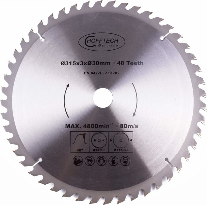 Hofftech Zaagblad cirkelzaag - 48 tanden - hard metaal - Ø 315 mm - inclusief verloopringen