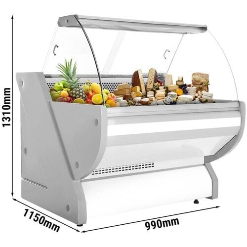 GGM Gastro Kühl-/ Fleischtheke - 1000mm - Weiß - mit Fleischlicht & beleuchteter Frontblende Grijs
