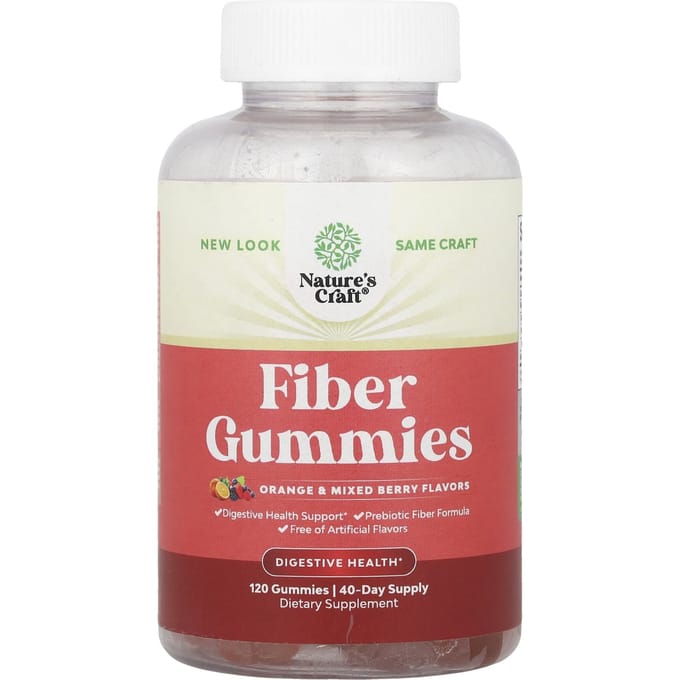 Nature's Craft, vezelgummies, sinaasappel & gemengde bessen, 120 gummies