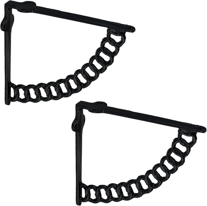 Plankdrager - set van 2 - 21 cm - gietijzer - industrieel - zwart