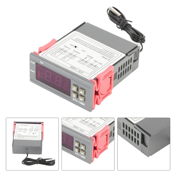 Digitale Temperatuurregelaar Koelen en Verwarmen Thermostaat met NTC Sensor STC100024V gray