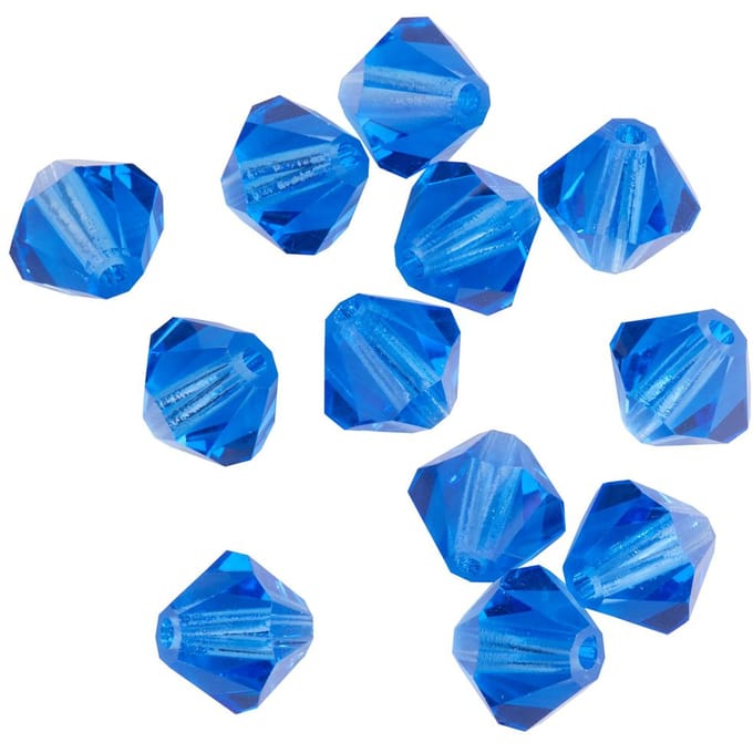 Glas geslepen glitterkralen, 6 mm - Sapphire