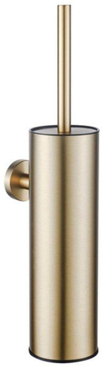 FugaFlow Efficiente Acces toiletborstelhouder - gesloten model - wand - rond - geborsteld messing (goud) -