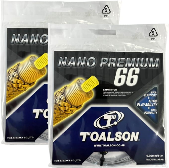 Snaren Badminton Toalson Nano Premium 66 Silver - 11m - Set van 2