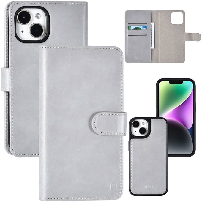 UNIQ Accessory iPhone 14 & 13 Book Case hoesje Pasjeshouder - Grijs