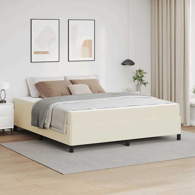 vidaXL - Bedframe - met - matras - Crème - 180 - x - 200 - cm - Stof