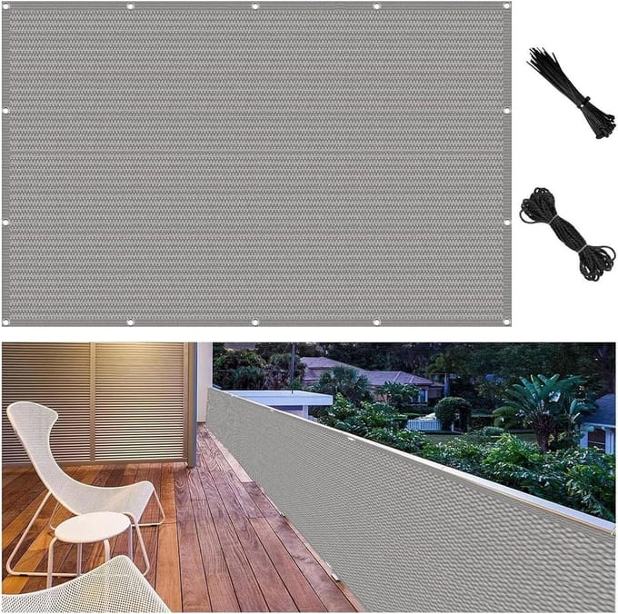 Privacyscherm Balkon - Inkijkbescherming Tuin - Privacy Buiten - 95% UV Bescherming - 95x895cm - Lichtgrijs