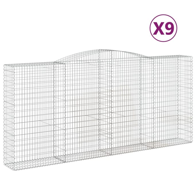 vidaXL - Schanskorven - 9 - st - gewelfd - 400x50x180/200 - cm - ijzer
