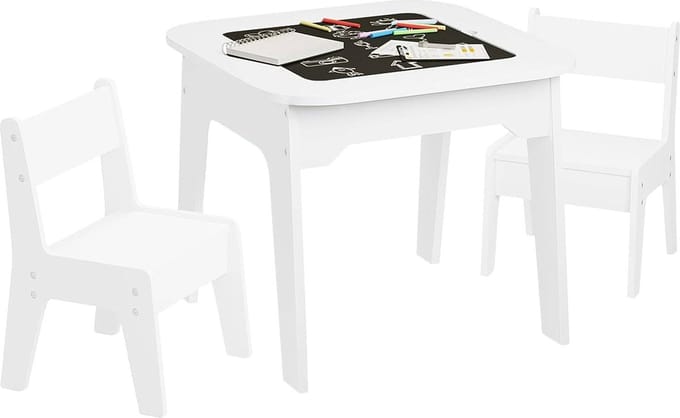 BukkitBow - Vierkante Kindertafel met Schrijftafel en 2 Stoelen