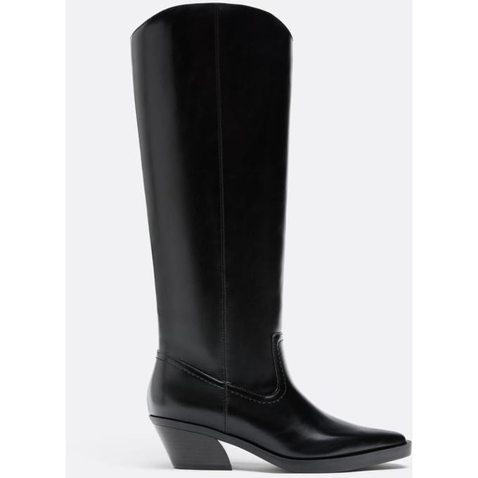 Stradivarius Gladde cowboylaarzen met hak  Zwart 41