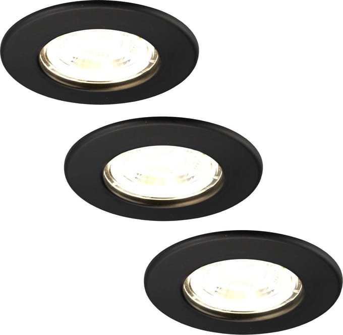 Ledvion - 3X LED Inbouwspot - Dimbaar - 5W - 2700K - Ø84mm - IP65 - Zwart