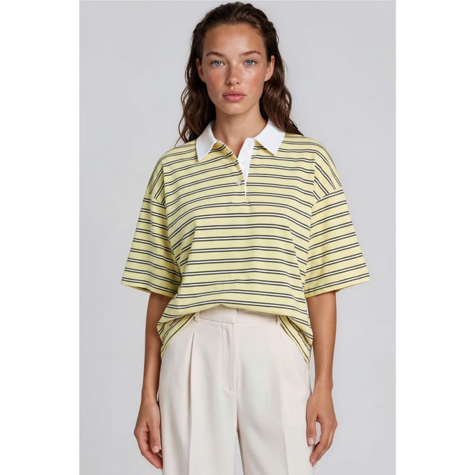Dames Gestreepte Katoenen Polo T-Shirt