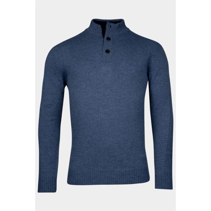 Baileys Trui Half Zip And Buttons Subtle Rib Details Mid Denim Blue / male
