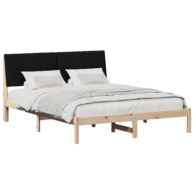 vidaXL - Bedframe - met - hoofdeinde - Bruin - 135 - x - 190 - cm - Massief - grenenhout