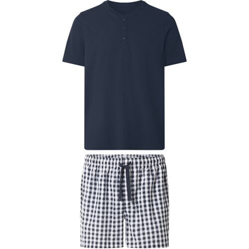 ESMARA MEN Korte heren pyjama (Marineblauw, M)