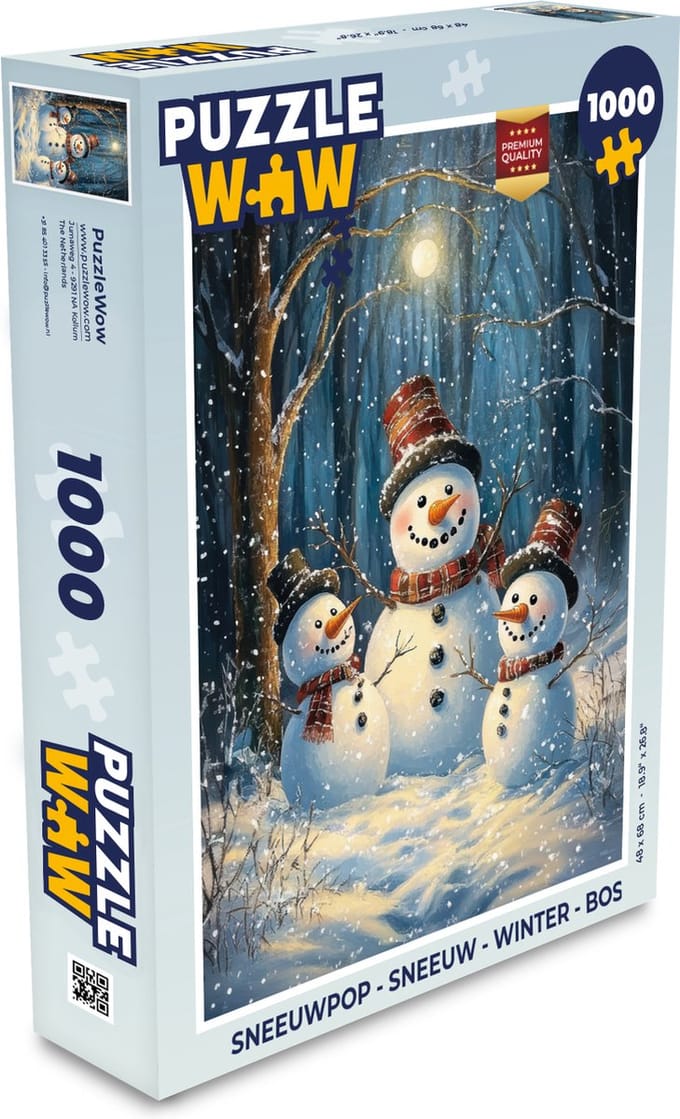 Puzzel Sneeuwpop - Sneeuw - Winter - Bos - Legpuzzel - Puzzel 1000 stukjes volwassenen
