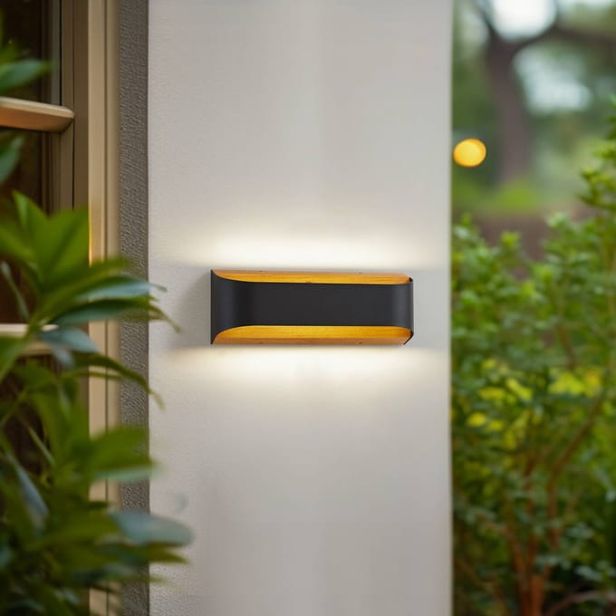 Lindby LED buiten wandlamp Lenore, zwart, metaal, 36,5 cm