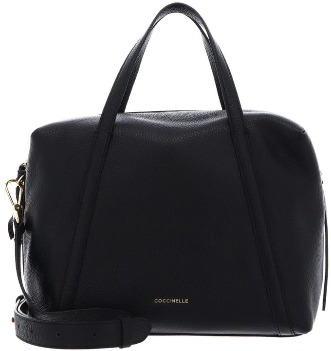 COCCINELLE Leren schoudertas handtas Nory Grained Leather Handbag Noir zwart