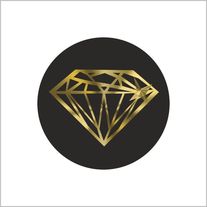 Sticker - "DIAMAND GOUD" - Etiketten - 35mm - Zwart/Goud - Sluitzegel - Sluitsticker - Premium Kwaliteit