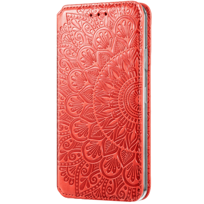 Mocaa iPhone 12 Mini Magnetisch Mandala Portemonnee Hoesje Rood