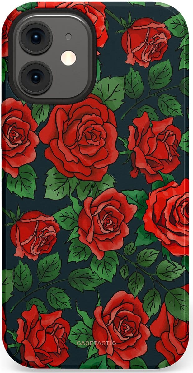 Casetastic hoesje geschikt voor Apple iPhone 12 Mini - Dubbellaagse bescherming - Rozen rood - Fashion Case - Bordeaux Donkergroen Donkergrijs Terracotta