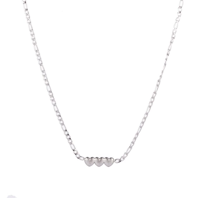 Go Dutch Label Collier schakel 3 bewerkte hartjes Goud